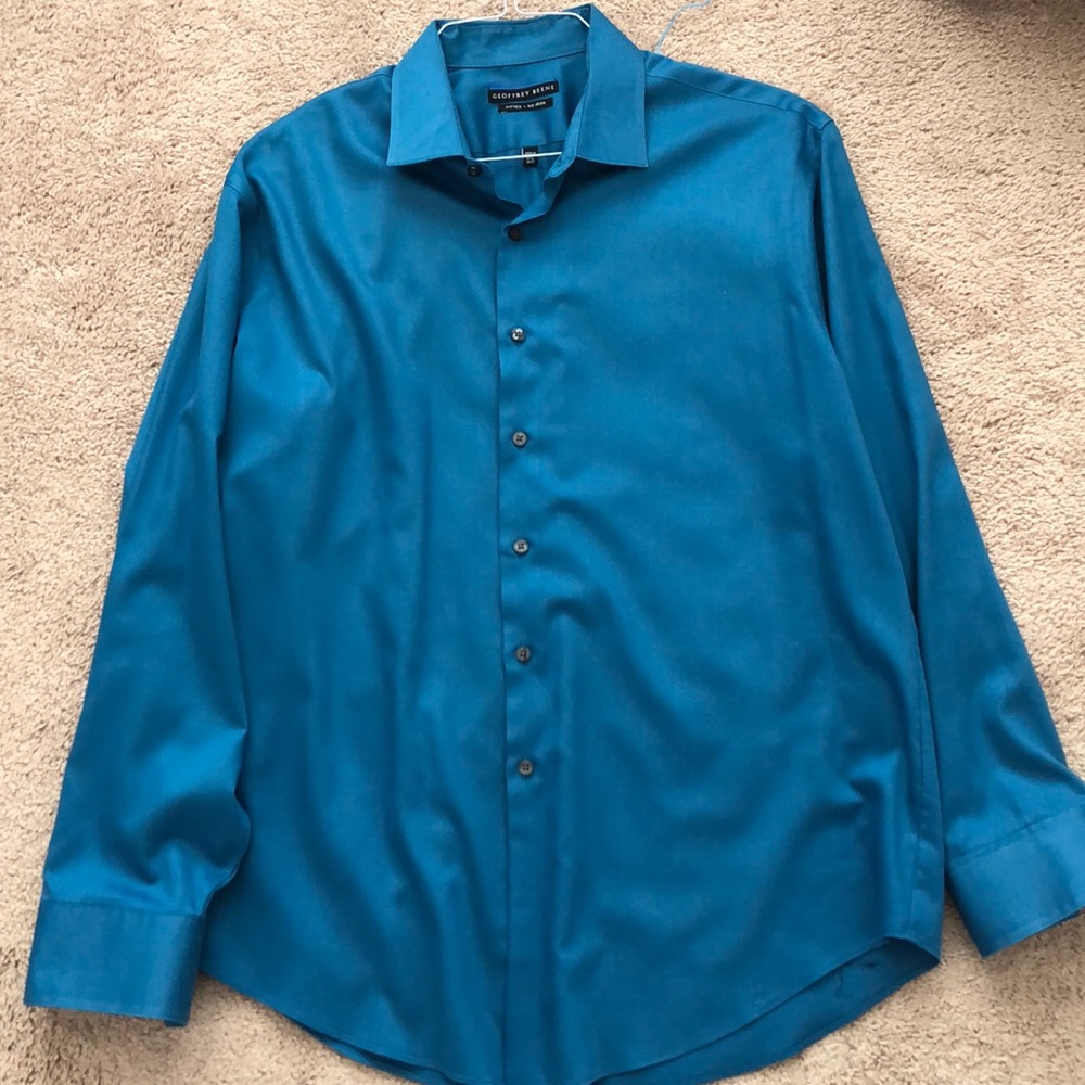 Geoffrey Beene Teal Fitted Button Down Shirt